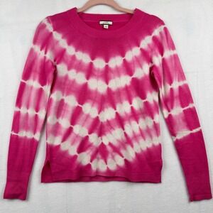 J.Crew Tie Dye Cashmere Sweater Pink White Crewneck Pullover‎ Womens XS